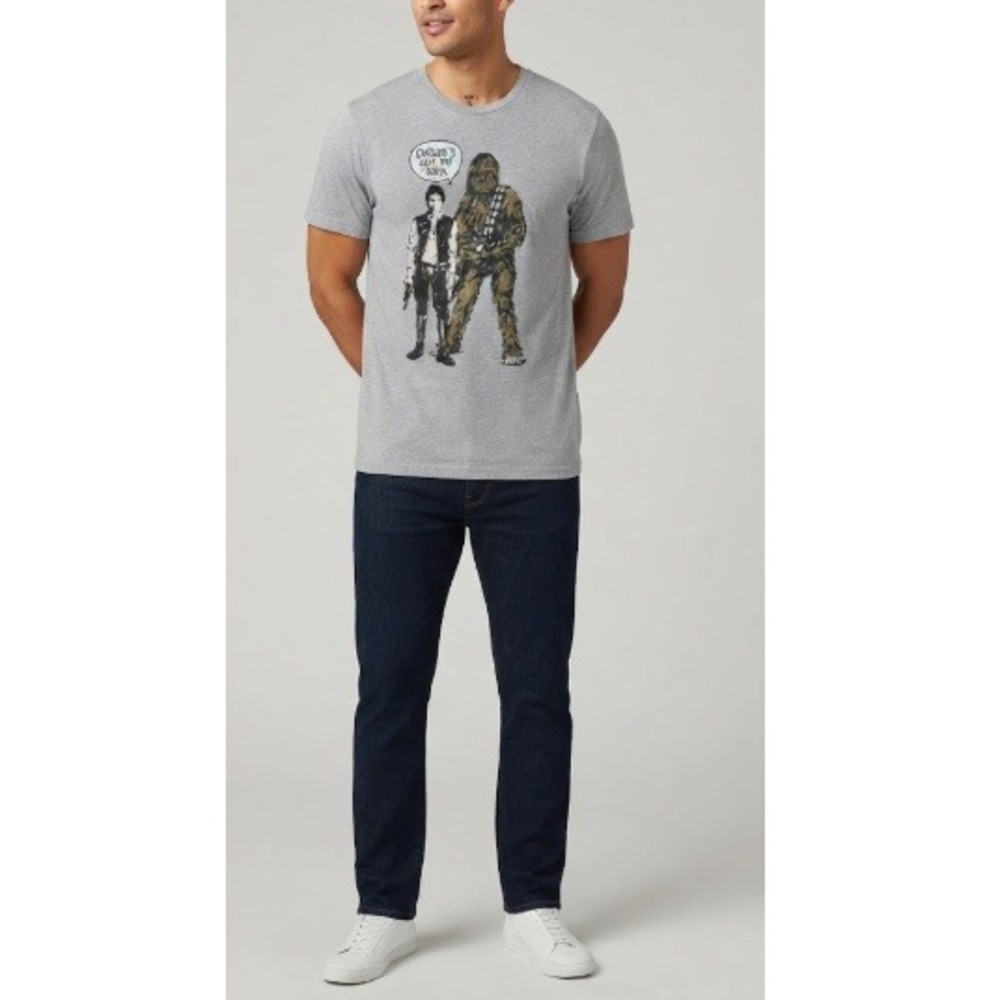 Star Wars Mens Gray Crew Neck Han Solo Chewbacca‎ Graphic T-Shirt Size L